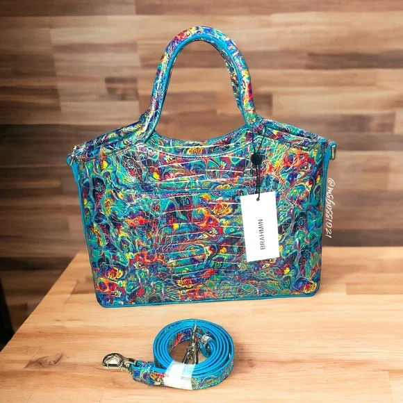 Brahmin RARE Small Elaine Tote Blue Ammolite NWT - Picture 2 of 4
